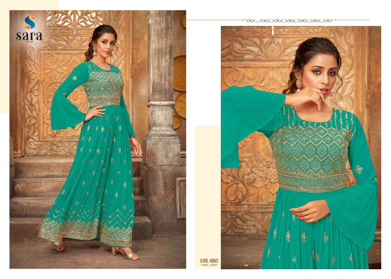 MAAYA BY SARA TRENDZ 4051 TO 4054 SERIES DESIGNER STYLISH FANCY COLORFUL BEAUTIFUL PARTY WEAR & ETHNIC WEAR COLLECTION GEORGETTE JUMPSUIT AT WHOLESALE PRICE