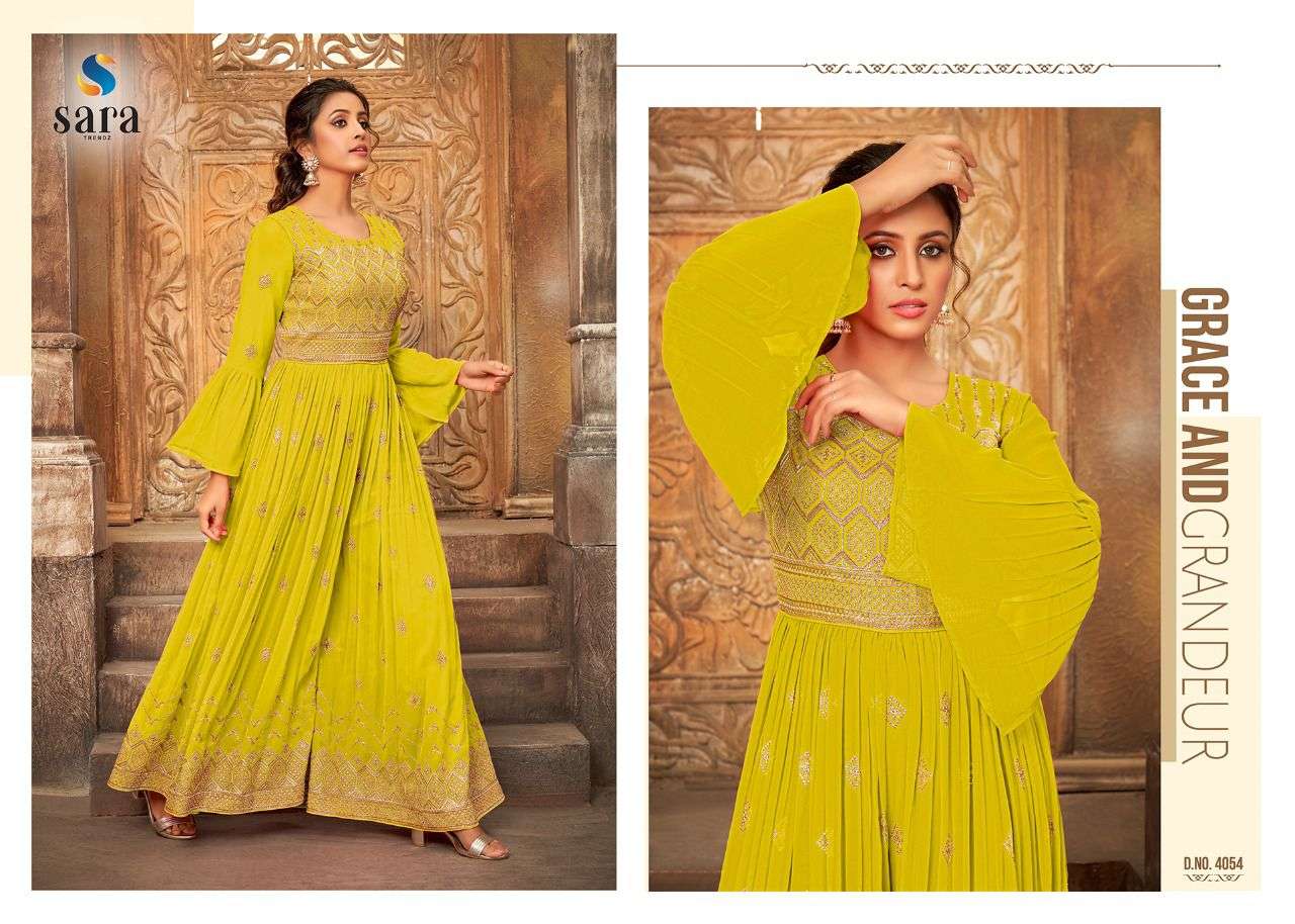 MAAYA BY SARA TRENDZ 4051 TO 4054 SERIES DESIGNER STYLISH FANCY COLORFUL BEAUTIFUL PARTY WEAR & ETHNIC WEAR COLLECTION GEORGETTE JUMPSUIT AT WHOLESALE PRICE