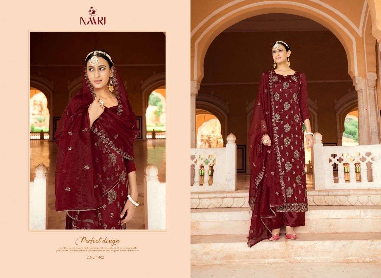 TRISHA BY NAARI 1401 TO 1404 SERIES BEAUTIFUL SHARARA SUITS COLORFUL STYLISH FANCY CASUAL WEAR & ETHNIC WEAR VICHITRA SILK DRESSES AT WHOLESALE PRICE