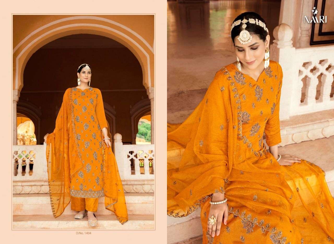 TRISHA BY NAARI 1401 TO 1404 SERIES BEAUTIFUL SHARARA SUITS COLORFUL STYLISH FANCY CASUAL WEAR & ETHNIC WEAR VICHITRA SILK DRESSES AT WHOLESALE PRICE