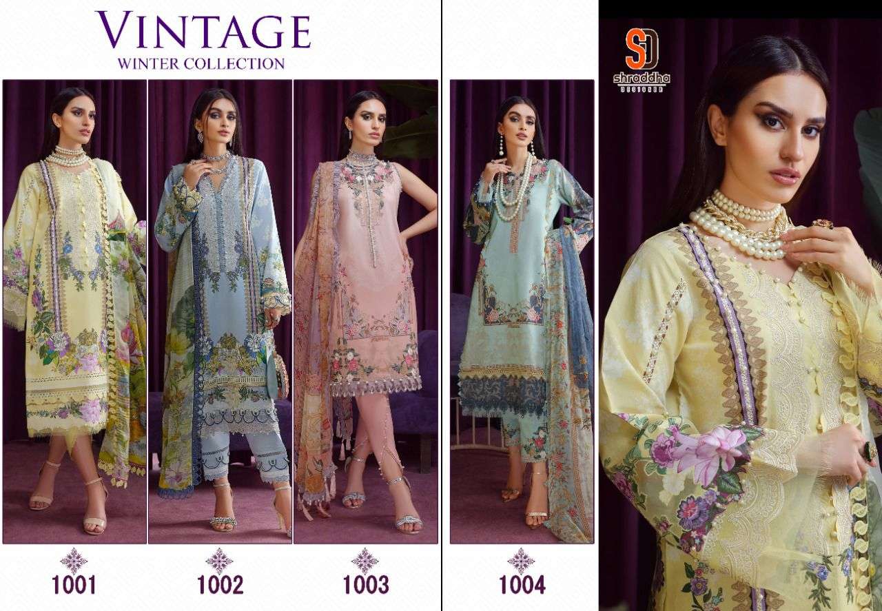 Vintage Winter Collection By Shraddha Designer 1001 To 1004 Series Designer Pakistani Suits Beautiful Stylish Fancy Colorful Party Wear & Occasional Wear Heavy Pashmina Embroidered Dresses At Wholesale Price