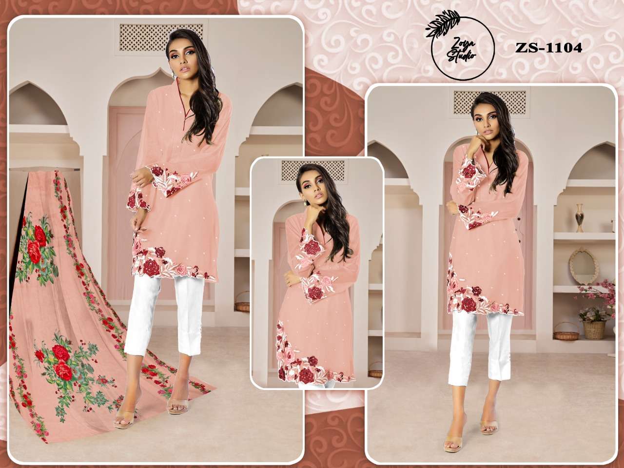 ZOYA 1104 COLOURS BY ZOYA STUDIO 1104-A TO 1104-C DESIGNER PAKISTANI SUITS BEAUTIFUL FANCY COLORFUL STYLISH PARTY WEAR & OCCASIONAL WEAR PURE GEORGETTE EMBROIDERED DRESSES AT WHOLESALE PRICE