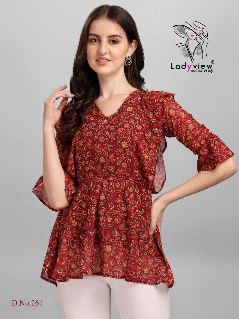 GORGEOUS BY LADY VIEW 258 TO 261 SERIES BEAUTIFUL STYLISH FANCY COLORFUL CASUAL WEAR & ETHNIC WEAR HEAVY GEORGETTE KURTIS AT WHOLESALE PRICE