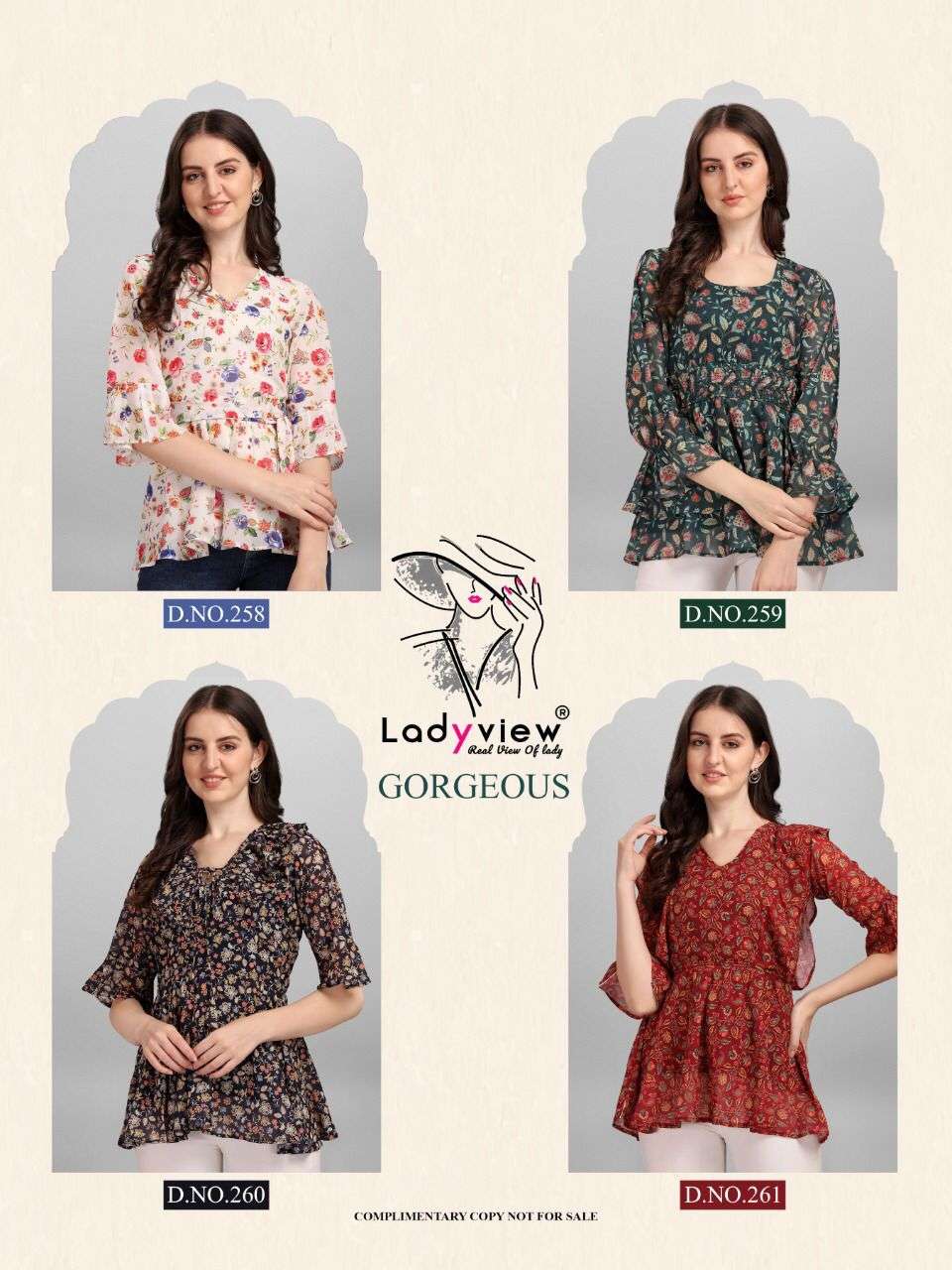 GORGEOUS BY LADY VIEW 258 TO 261 SERIES BEAUTIFUL STYLISH FANCY COLORFUL CASUAL WEAR & ETHNIC WEAR HEAVY GEORGETTE KURTIS AT WHOLESALE PRICE