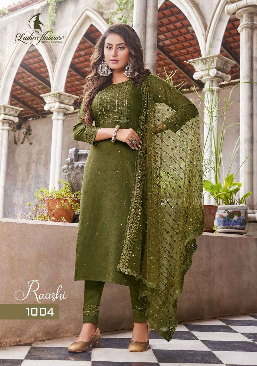 Raashi By Ladies Flavour 1001 To 1006 Series Designer Suits Beautiful Stylish Fancy Colorful Party Wear & Occasional Wear Viscose Embroidered Dresses At Wholesale Price
