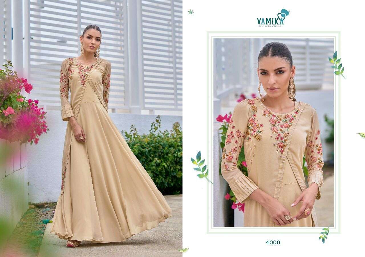 Sofiyan By Vamika 4001 To 4006 Series Beautiful Stylish Fancy Colorful Casual Wear & Ethnic Wear Heavy Georgette Gowns At Wholesale Price