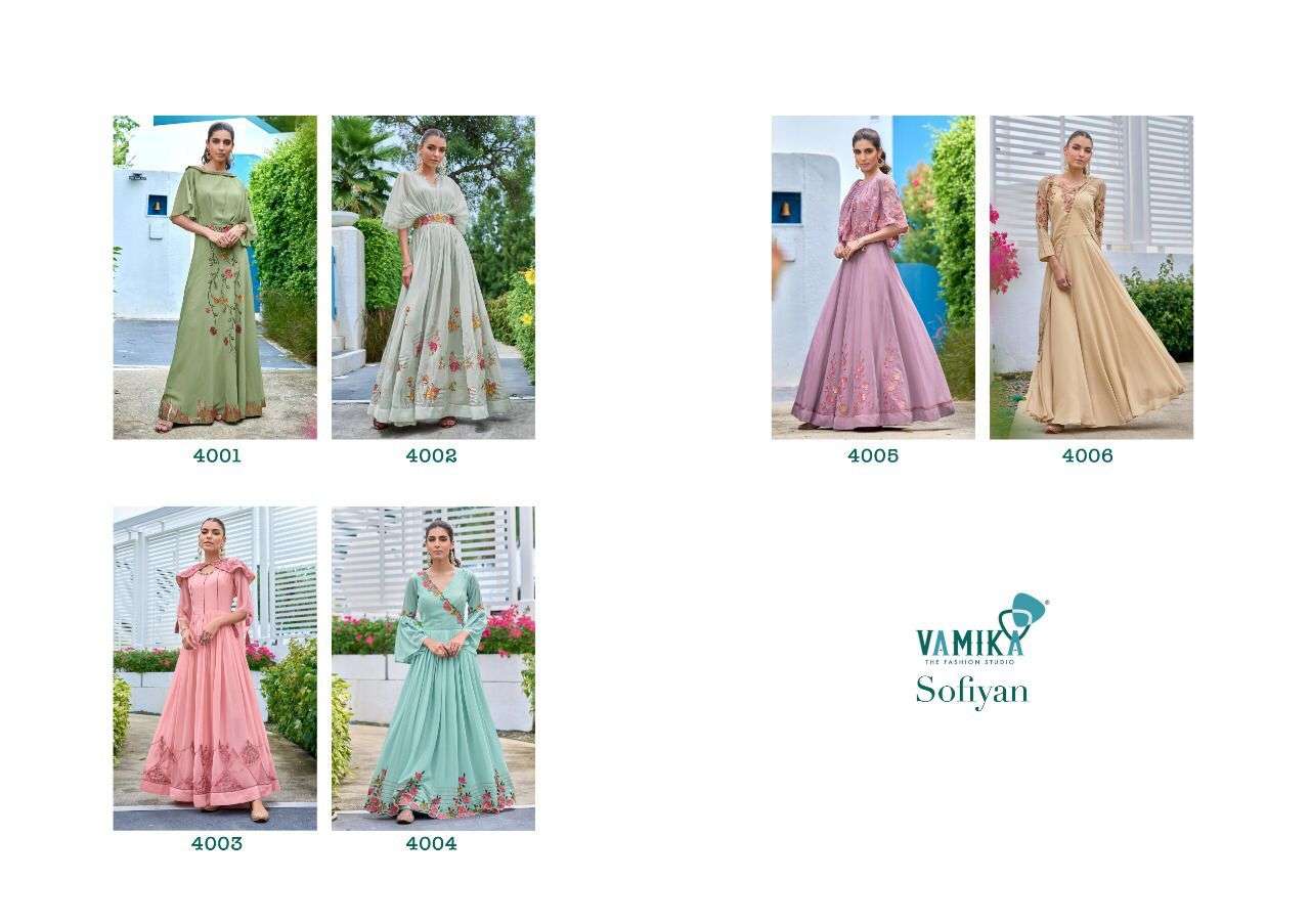Sofiyan By Vamika 4001 To 4006 Series Beautiful Stylish Fancy Colorful Casual Wear & Ethnic Wear Heavy Georgette Gowns At Wholesale Price