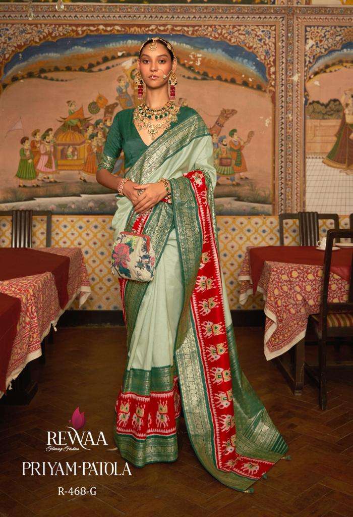 Priyam Patola By Rewaa 468 To 468-H Series Indian Traditional Wear Collection Beautiful Stylish Fancy Colorful Party Wear & Occasional Wear Pure Silk Sarees At Wholesale Price