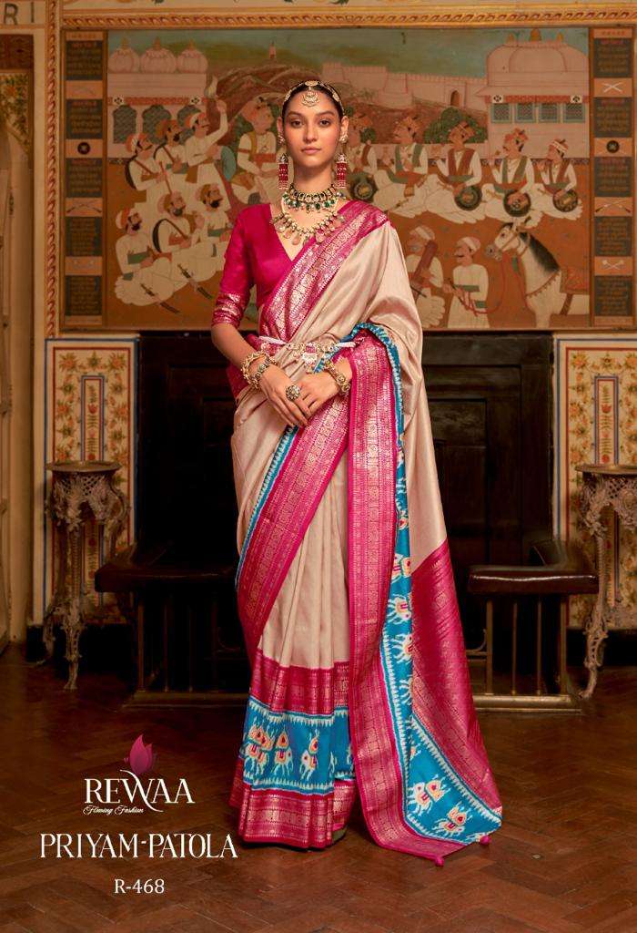 Priyam Patola By Rewaa 468 To 468-H Series Indian Traditional Wear Collection Beautiful Stylish Fancy Colorful Party Wear & Occasional Wear Pure Silk Sarees At Wholesale Price