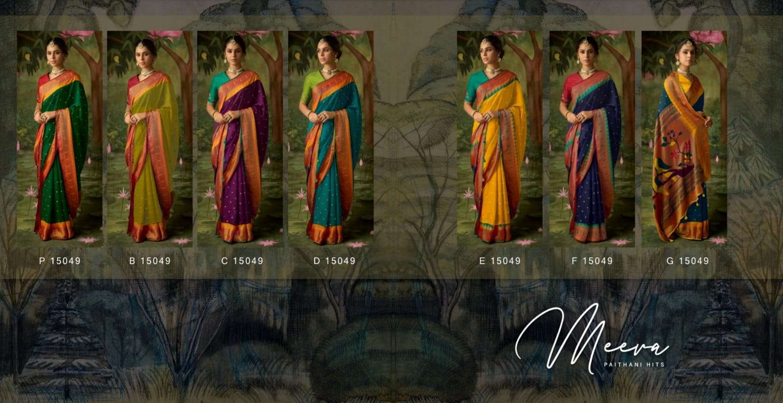 Meera Paithani Hits By Kimora Fashion 15049 To 15049-G Series Indian Traditional Wear Collection Beautiful Stylish Fancy Colorful Party Wear & Occasional Wear Soft Brasso Silk Sarees At Wholesale Price