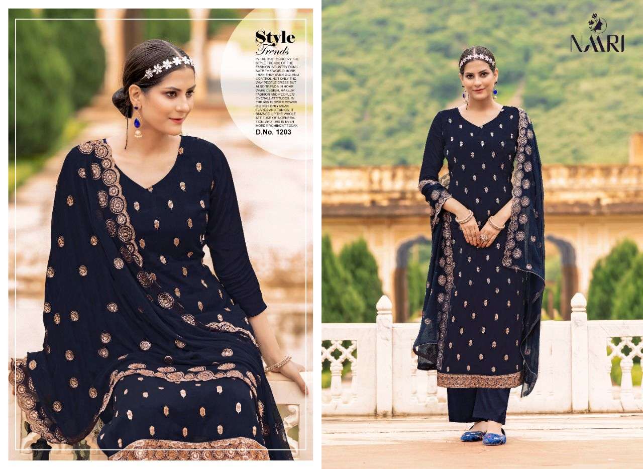 RIVERA BY NAARI 1201 TO 1204 SERIES DESIGNER SUITS BEAUTIFUL STYLISH FANCY COLORFUL PARTY WEAR & OCCASIONAL WEAR VICHITRA SILK DRESSES AT WHOLESALE PRICE