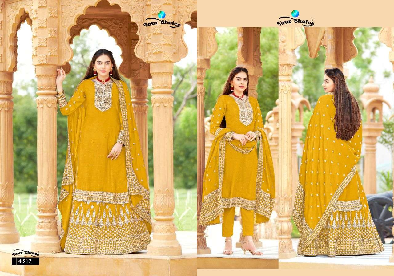 Senorita Plus By Your Choice 4314 To 4318 Series Designer Suits Beautiful Stylish Fancy Colorful Party Wear & Occasional Wear Heavy Chinnon Dresses At Wholesale Price