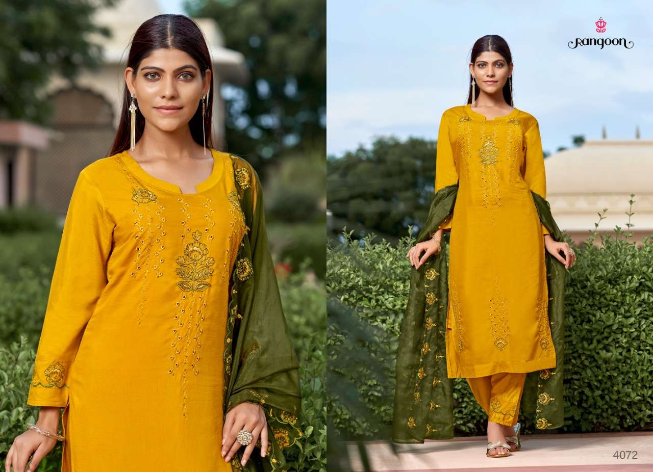 DAISY BY RANGOON 4071 TO 4076 SERIES BEAUTIFUL SUITS COLORFUL STYLISH FANCY CASUAL WEAR & ETHNIC WEAR VISCOSE EMBROIDERED DRESSES AT WHOLESALE PRICE