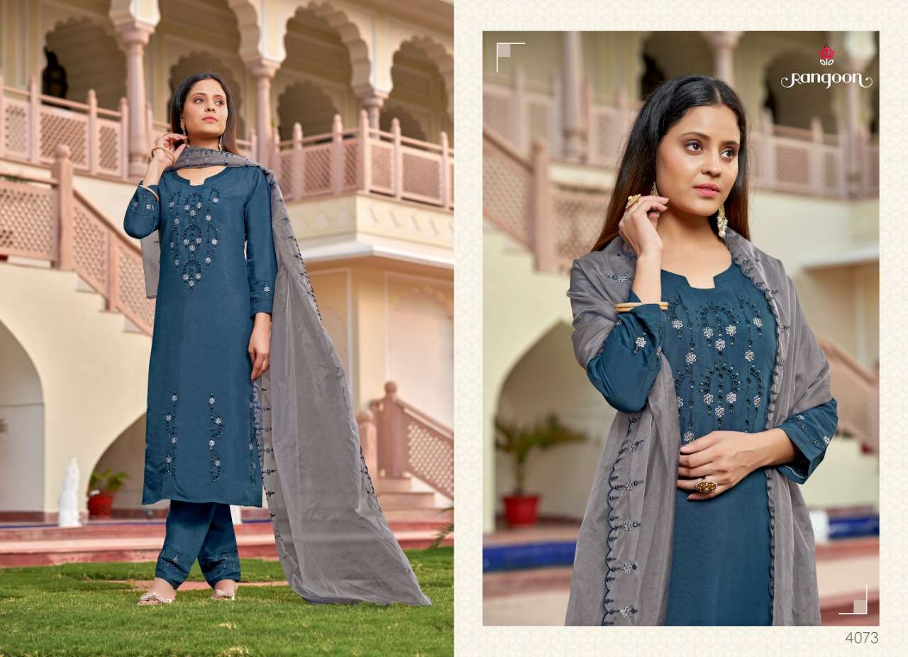 DAISY BY RANGOON 4071 TO 4076 SERIES BEAUTIFUL SUITS COLORFUL STYLISH FANCY CASUAL WEAR & ETHNIC WEAR VISCOSE EMBROIDERED DRESSES AT WHOLESALE PRICE