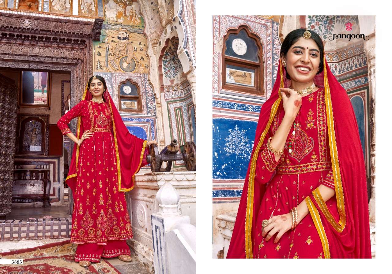 INSPIRE VOL-2 BY RANGOON 3881 TO 3884 SERIES BEAUTIFUL SUITS COLORFUL STYLISH FANCY CASUAL WEAR & ETHNIC WEAR HEAVY RAYON PRINT DRESSES AT WHOLESALE PRICE