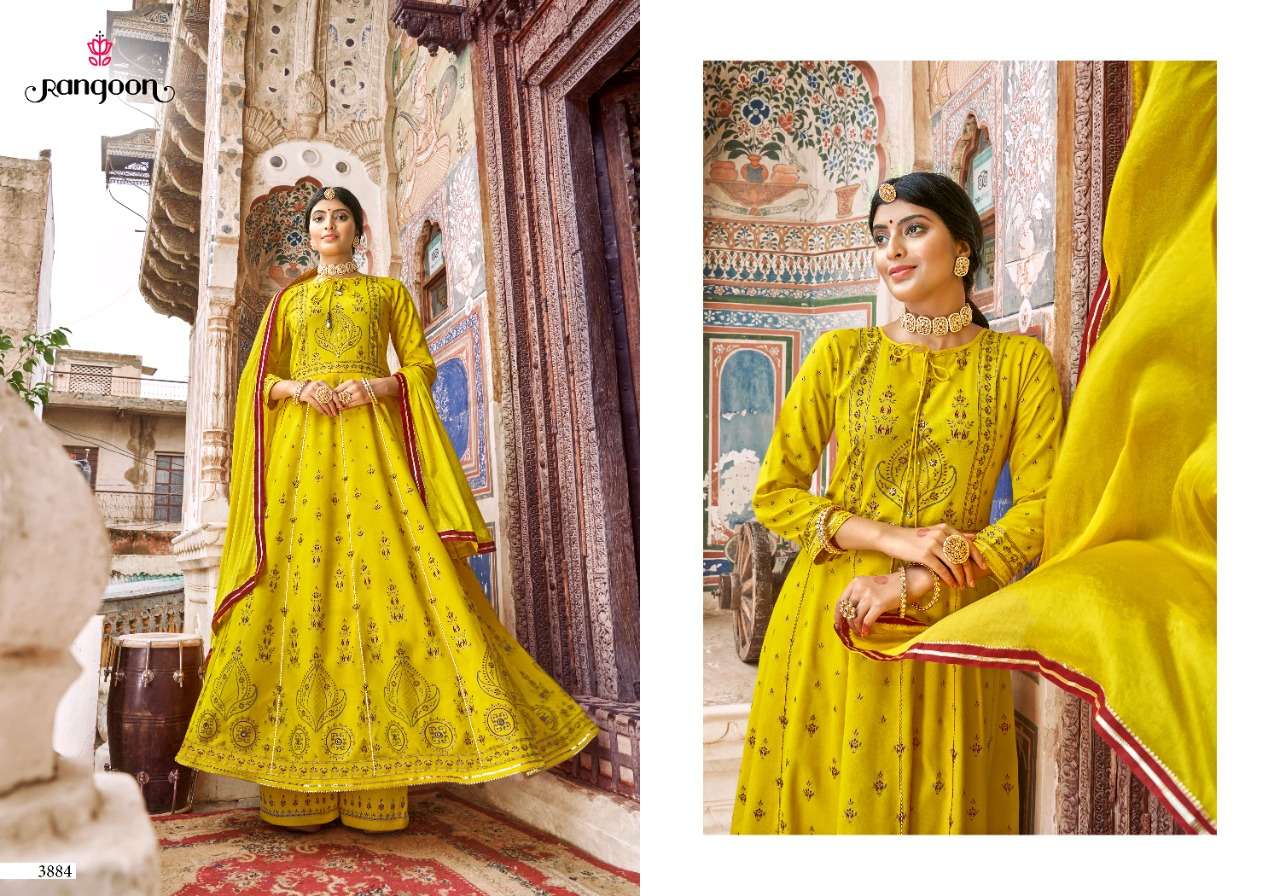 INSPIRE VOL-2 BY RANGOON 3881 TO 3884 SERIES BEAUTIFUL SUITS COLORFUL STYLISH FANCY CASUAL WEAR & ETHNIC WEAR HEAVY RAYON PRINT DRESSES AT WHOLESALE PRICE