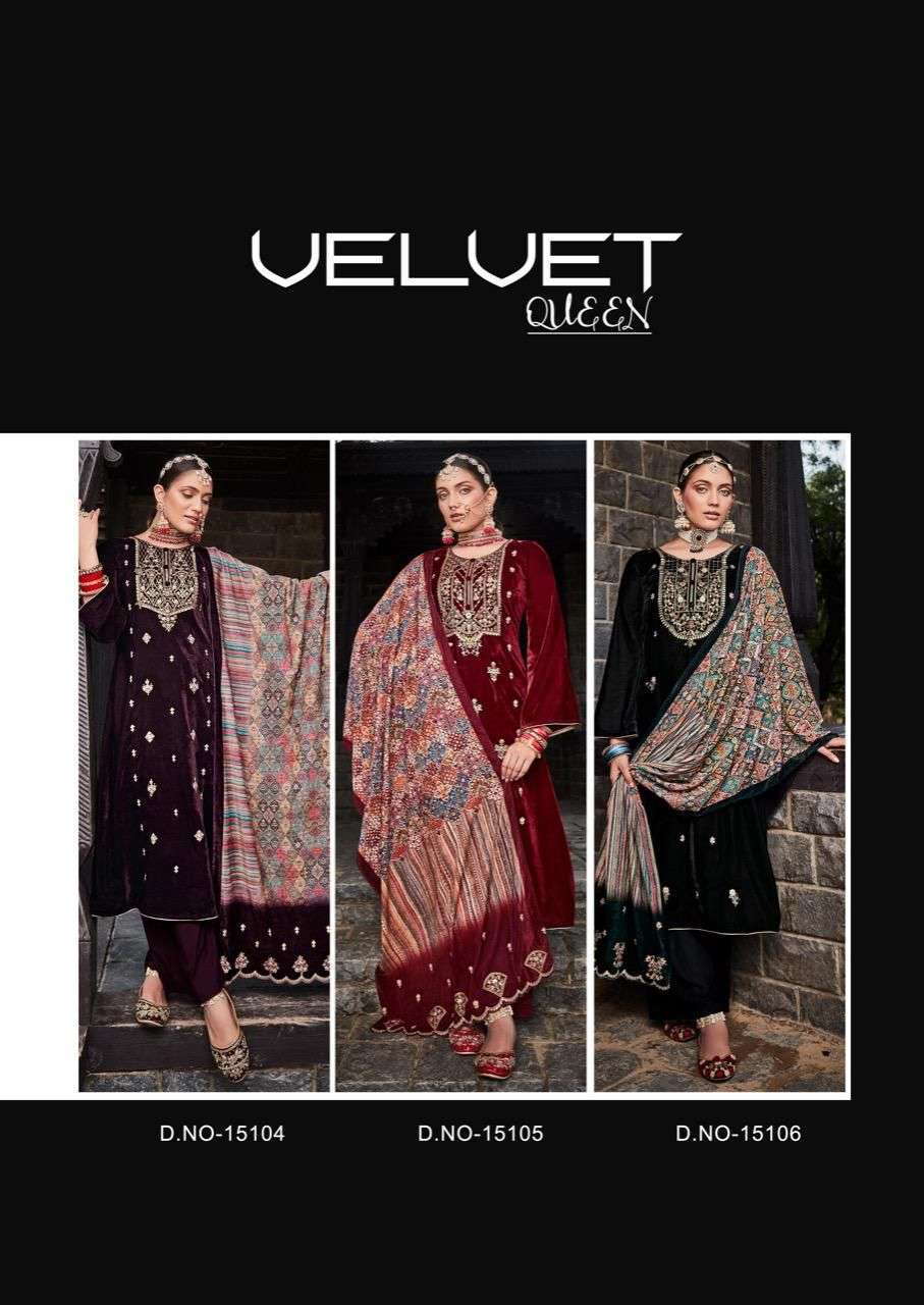 VELVET QUEEN BY GULL JEE 15101 TO 15106 SERIES BEAUTIFUL SUITS COLORFUL STYLISH FANCY CASUAL WEAR & ETHNIC WEAR VELVET EMBROIDERED DRESSES AT WHOLESALE PRICE