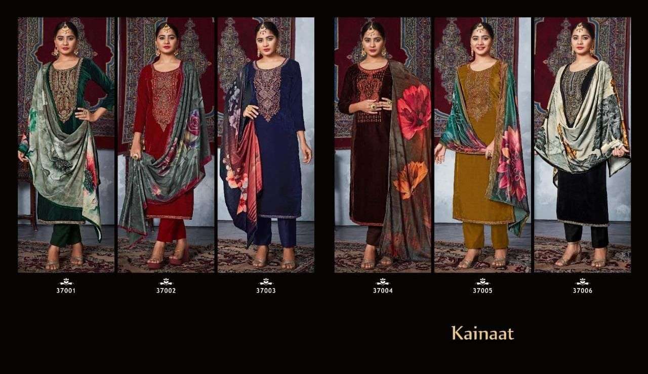 KAINAAT BY RK GOLD 37001 TO 37006 SERIES BEAUTIFUL SUITS COLORFUL STYLISH FANCY CASUAL WEAR & ETHNIC WEAR PURE VELVET EMBROIDERED DRESSES AT WHOLESALE PRICE