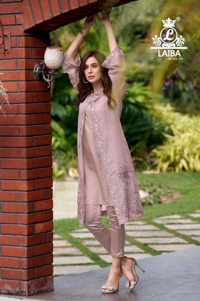 AM VOL-141 BY LAIBA 141-A TO 141-D SERIES DESIGNER STYLISH FANCY COLORFUL BEAUTIFUL PARTY WEAR & ETHNIC WEAR COLLECTION PURE GEORGETTE KURTIS WITH BOTTOM AT WHOLESALE PRICE