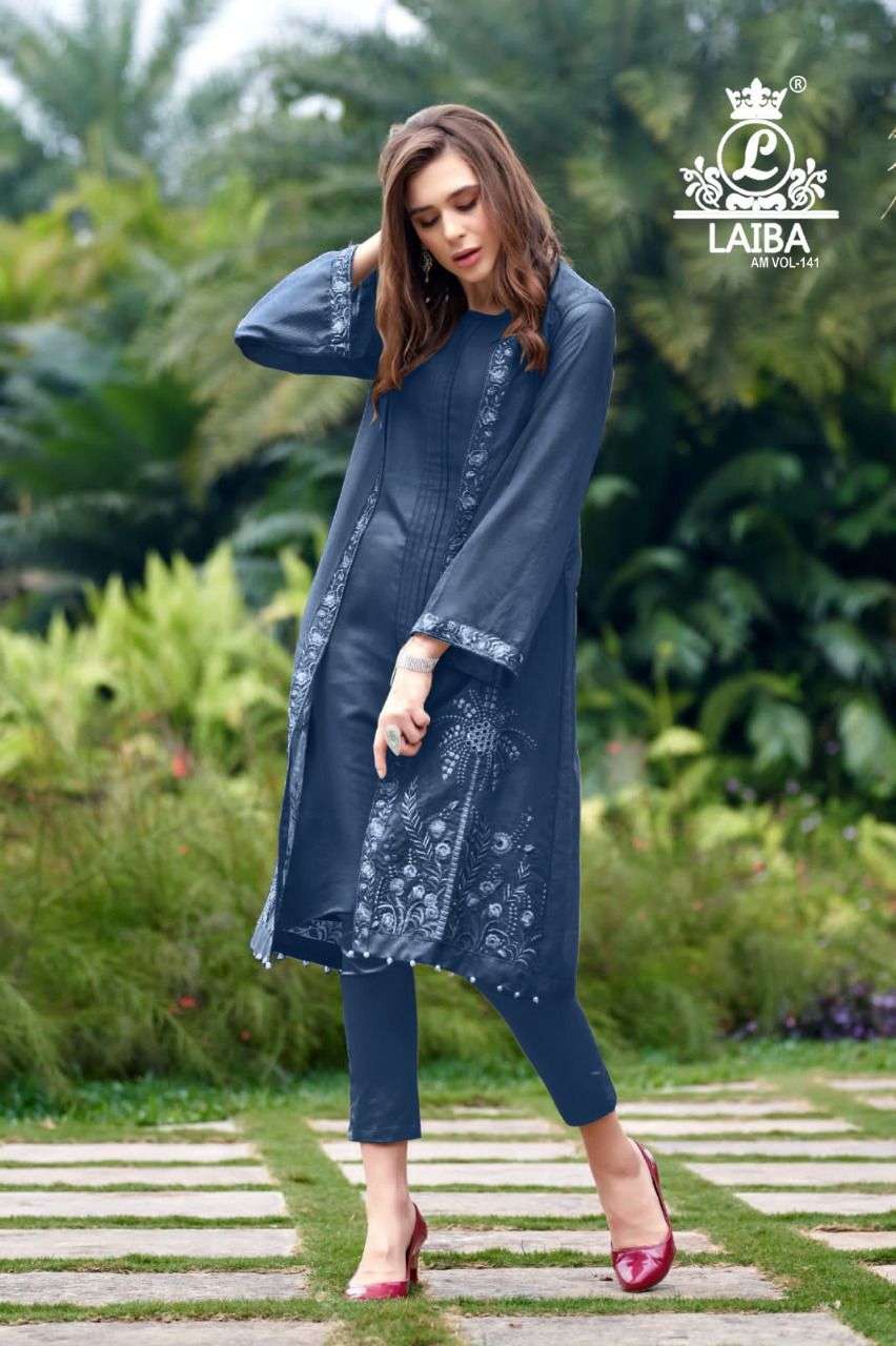 AM VOL-141 BY LAIBA 141-A TO 141-D SERIES DESIGNER STYLISH FANCY COLORFUL BEAUTIFUL PARTY WEAR & ETHNIC WEAR COLLECTION PURE GEORGETTE KURTIS WITH BOTTOM AT WHOLESALE PRICE