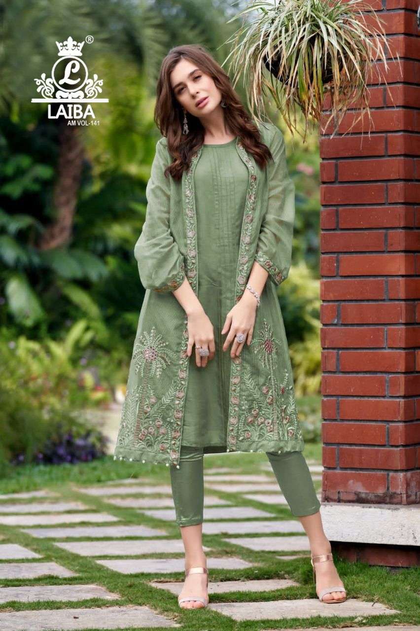 AM VOL-141 BY LAIBA 141-A TO 141-D SERIES DESIGNER STYLISH FANCY COLORFUL BEAUTIFUL PARTY WEAR & ETHNIC WEAR COLLECTION PURE GEORGETTE KURTIS WITH BOTTOM AT WHOLESALE PRICE