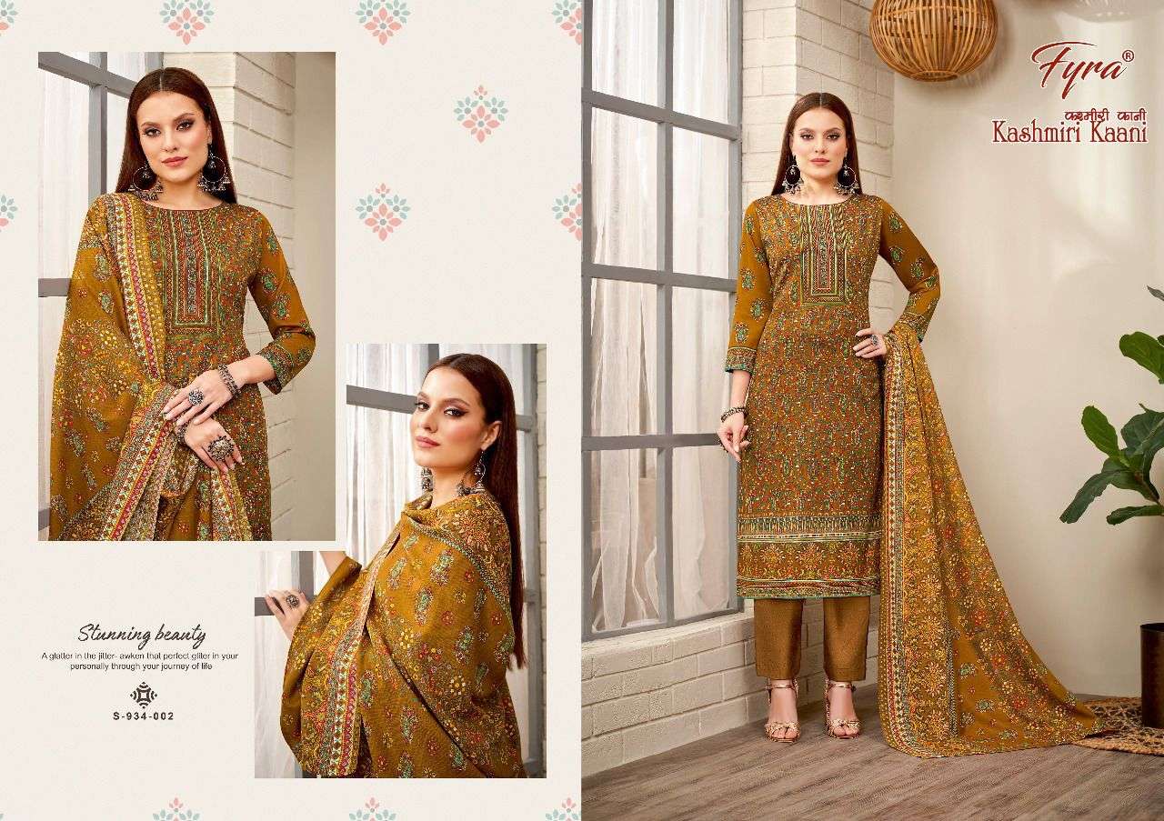 KASHMIRI KAANI BY FYRA 932-001 TO 932-008 SERIES BEAUTIFUL SUITS COLORFUL STYLISH FANCY CASUAL WEAR & ETHNIC WEAR PURE PASHMINA DRESSES AT WHOLESALE PRICE