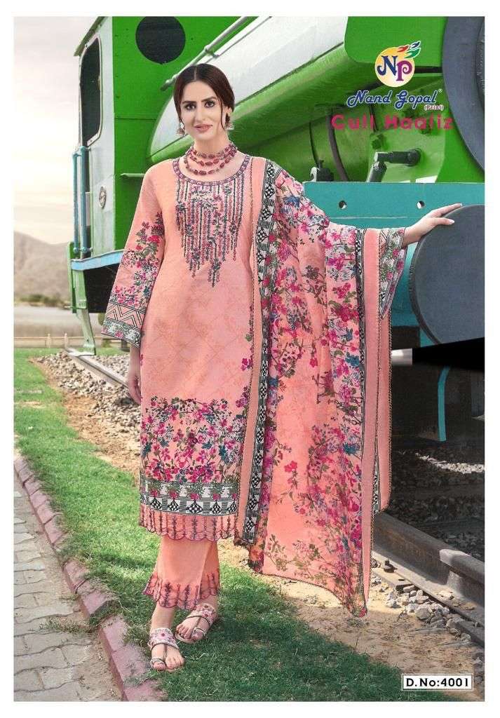 Gull Haafiz Vol-4 By Nand Gopal Print 4001 To 4008 Series Beautiful Suits Colorful Stylish Fancy Casual Wear & Ethnic Wear Cotton Print Dresses At Wholesale Price