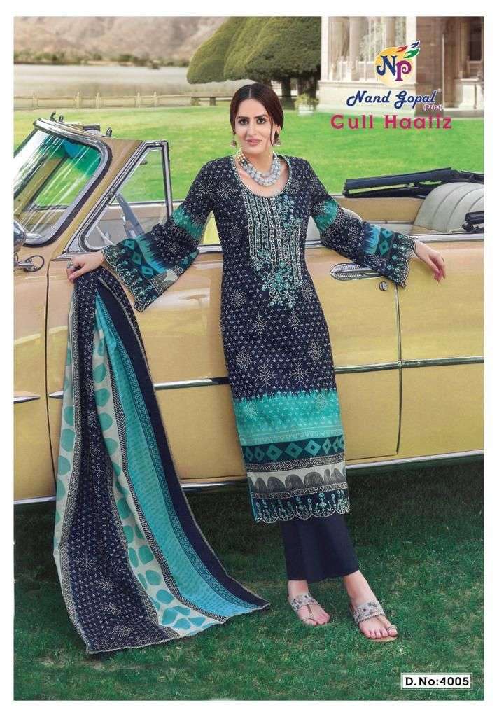 Gull Haafiz Vol-4 By Nand Gopal Print 4001 To 4008 Series Beautiful Suits Colorful Stylish Fancy Casual Wear & Ethnic Wear Cotton Print Dresses At Wholesale Price