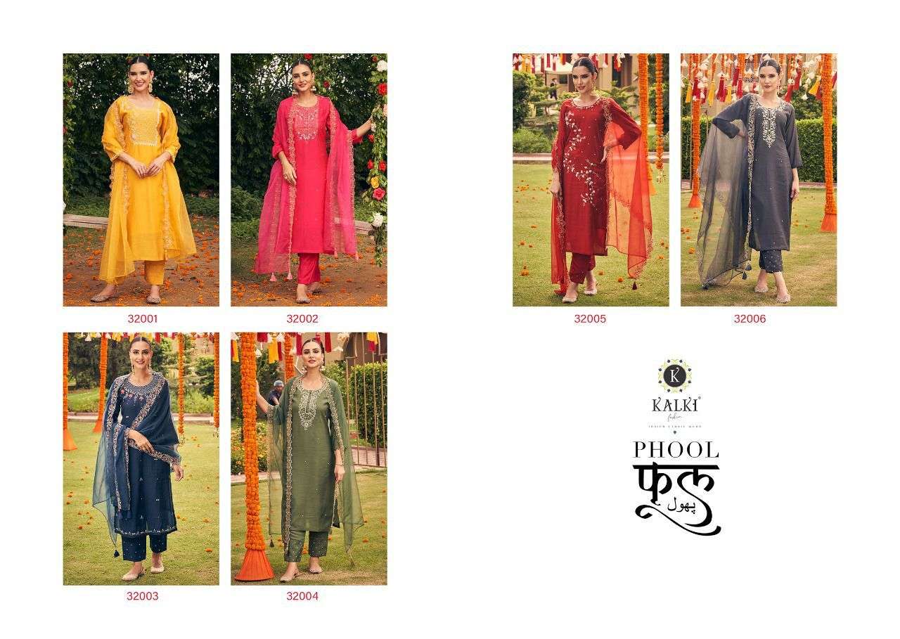 PHOOL BY KALKI 32001 TO 32006 SERIES DESIGNER SUITS COLLECTION BEAUTIFUL STYLISH COLORFUL FANCY PARTY WEAR & OCCASIONAL WEAR VISCOSE SILK DRESSES AT WHOLESALE PRICE