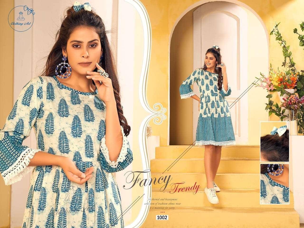 SHIVAY VOL-1 BY CLOTHING ART 1001 TO 1006 SERIES BEAUTIFUL STYLISH FANCY COLORFUL CASUAL WEAR & ETHNIC WEAR COTTON PRINT KURTIS AT WHOLESALE PRICE