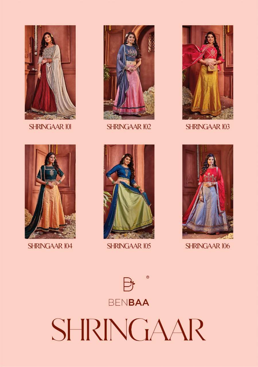 Shringaar By Benbaa 101 To 106 Series Bridal Wear Navratri Collection Beautiful Stylish Colorful Fancy Party Wear & Occasional Wear Fancy Lehengas At Wholesale Price