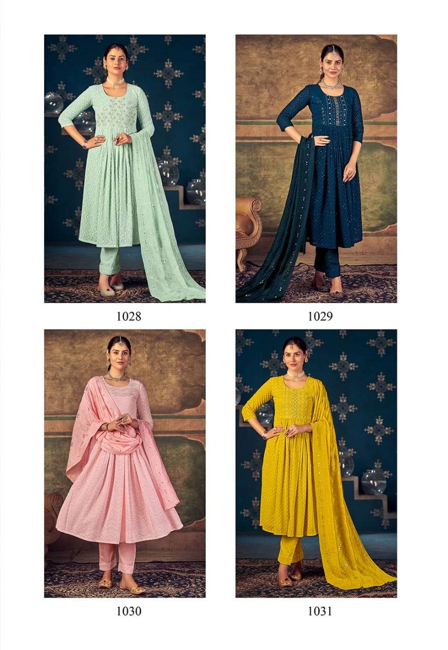 HEER BY PEHER 1028 TO 1031 SERIES SUITS BEAUTIFUL FANCY COLORFUL STYLISH PARTY WEAR & OCCASIONAL WEAR HEAVY GEORGETTE DRESSES AT WHOLESALE PRICE