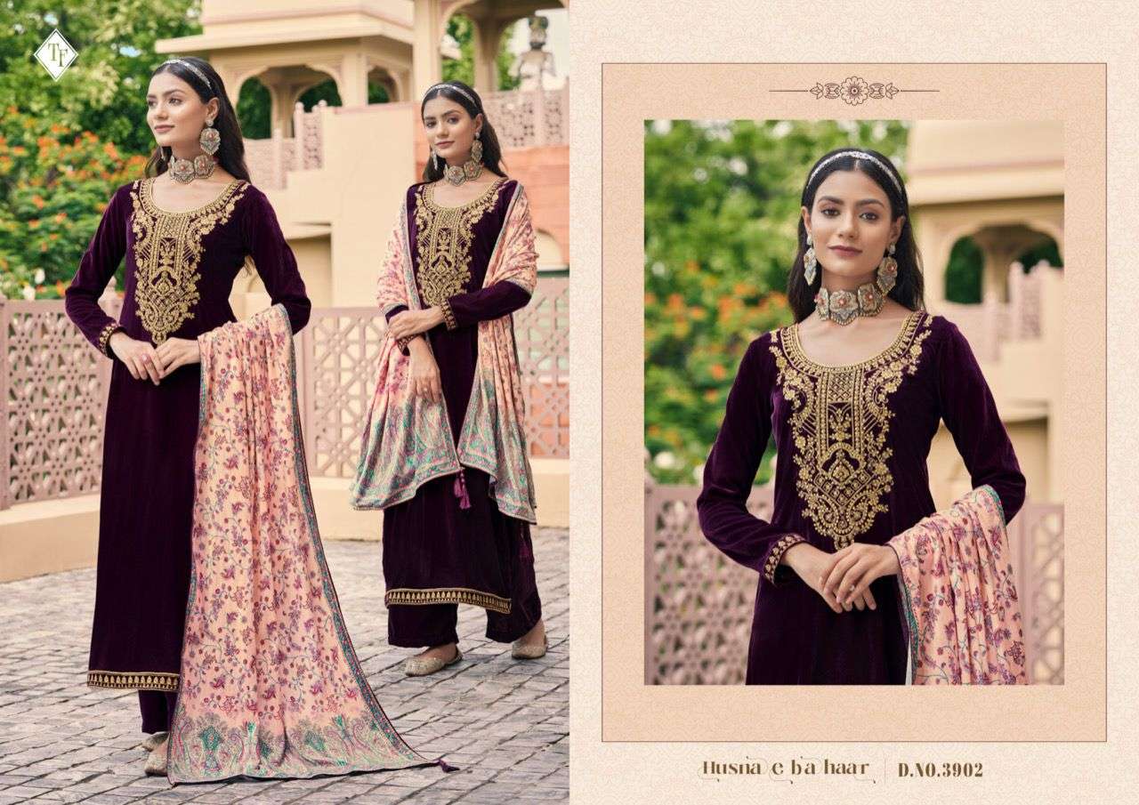 RAZIYA BY TANISHK FASHION 3901 TO 3906 SERIES SUITS BEAUTIFUL FANCY COLORFUL STYLISH PARTY WEAR & OCCASIONAL WEAR VELVET EMBROIDERY DRESSES AT WHOLESALE PRICE