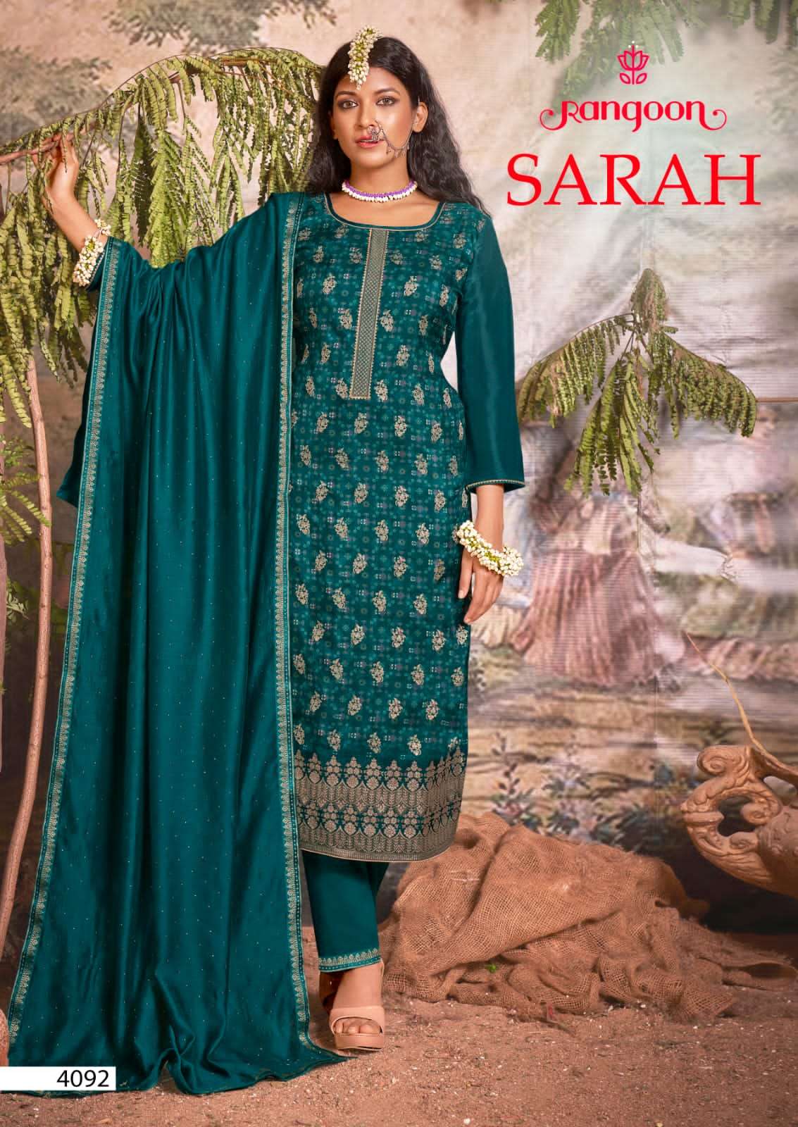 SARAH BY RANGOON 4091 TO 4094 SERIES BEAUTIFUL SUITS COLORFUL STYLISH FANCY CASUAL WEAR & ETHNIC WEAR PURE MUSLIN JACQUARD DRESSES AT WHOLESALE PRICE