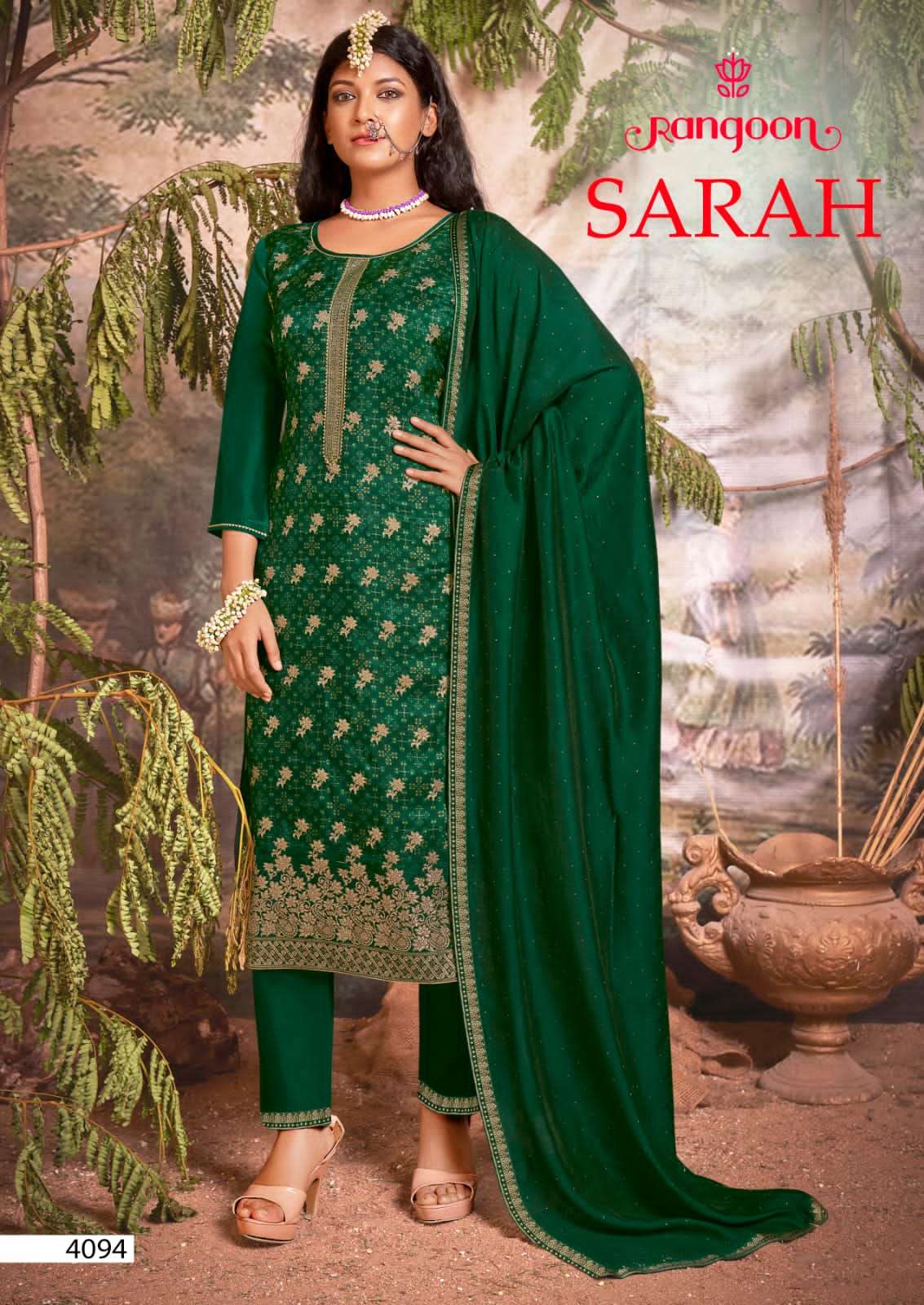SARAH BY RANGOON 4091 TO 4094 SERIES BEAUTIFUL SUITS COLORFUL STYLISH FANCY CASUAL WEAR & ETHNIC WEAR PURE MUSLIN JACQUARD DRESSES AT WHOLESALE PRICE