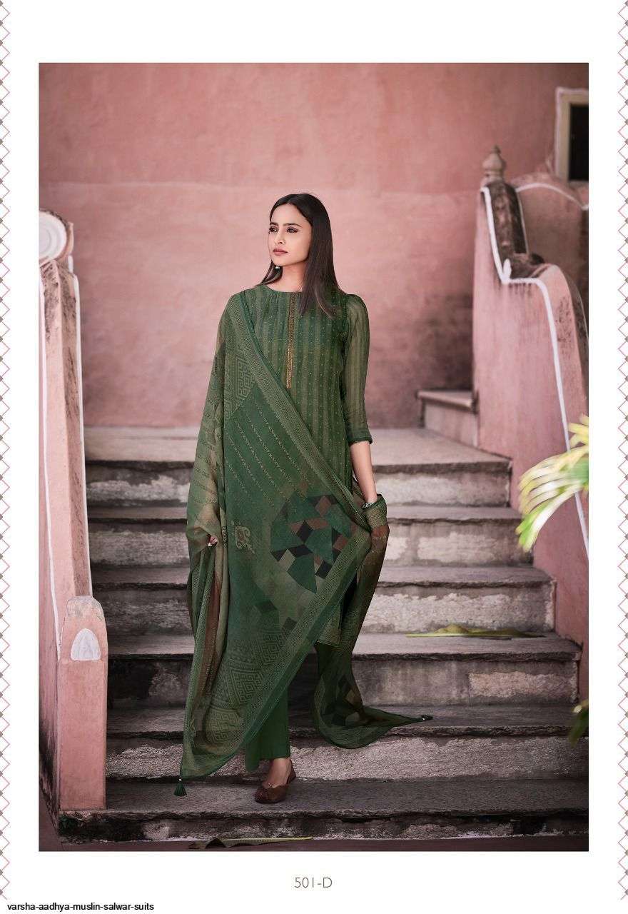 AADHYA BY VARSHA 501-A TO 501-D SERIES BEAUTIFUL SUITS COLORFUL STYLISH FANCY CASUAL WEAR & ETHNIC WEAR PURE MUSLIN DIGITAL PRINT DRESSES AT WHOLESALE PRICE
