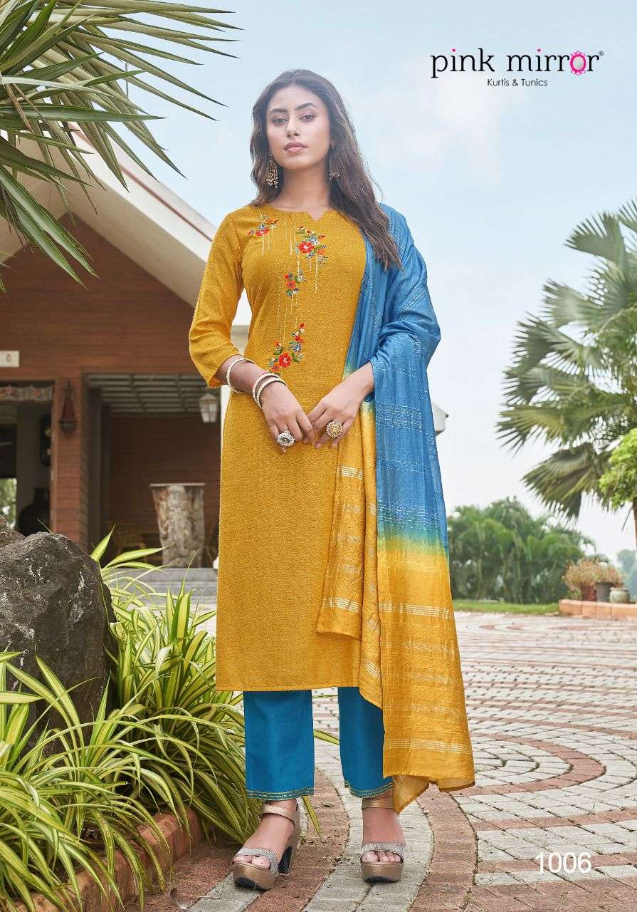 ROSEBERRY BY PINK MIRROR 1001 TO 1006 SERIES BEAUTIFUL SUITS COLORFUL STYLISH FANCY CASUAL WEAR & ETHNIC WEAR VISCOSE EMBROIDERED DRESSES AT WHOLESALE PRICE