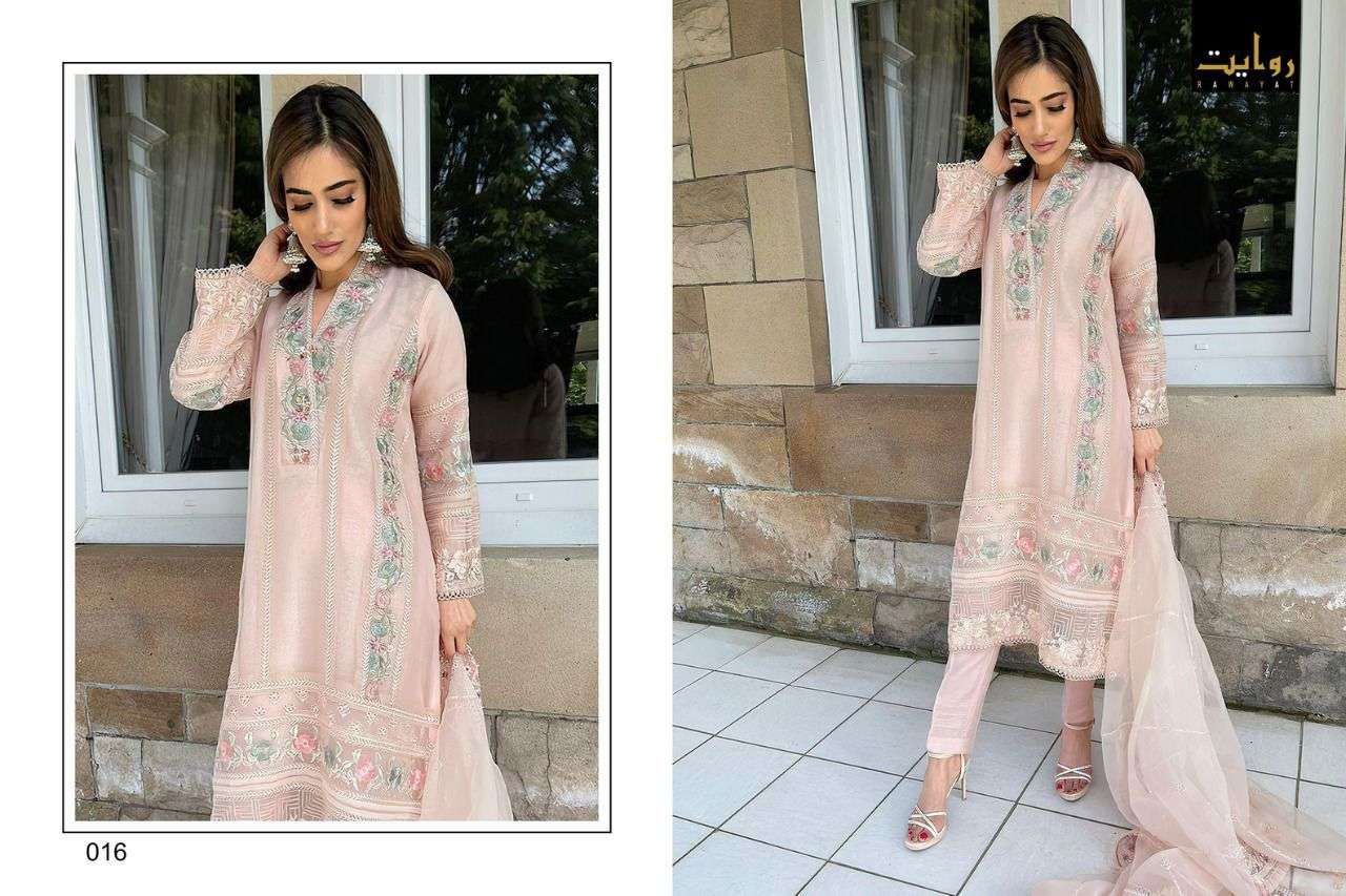 DAMASK X ROUCHE VOL-3 BY RAWAYAT 14 TO 17 SERIES BEAUTIFUL PAKISTANI SUITS COLORFUL STYLISH FANCY CASUAL WEAR & ETHNIC WEAR FAUX GEORGETTE DRESSES AT WHOLESALE PRICE