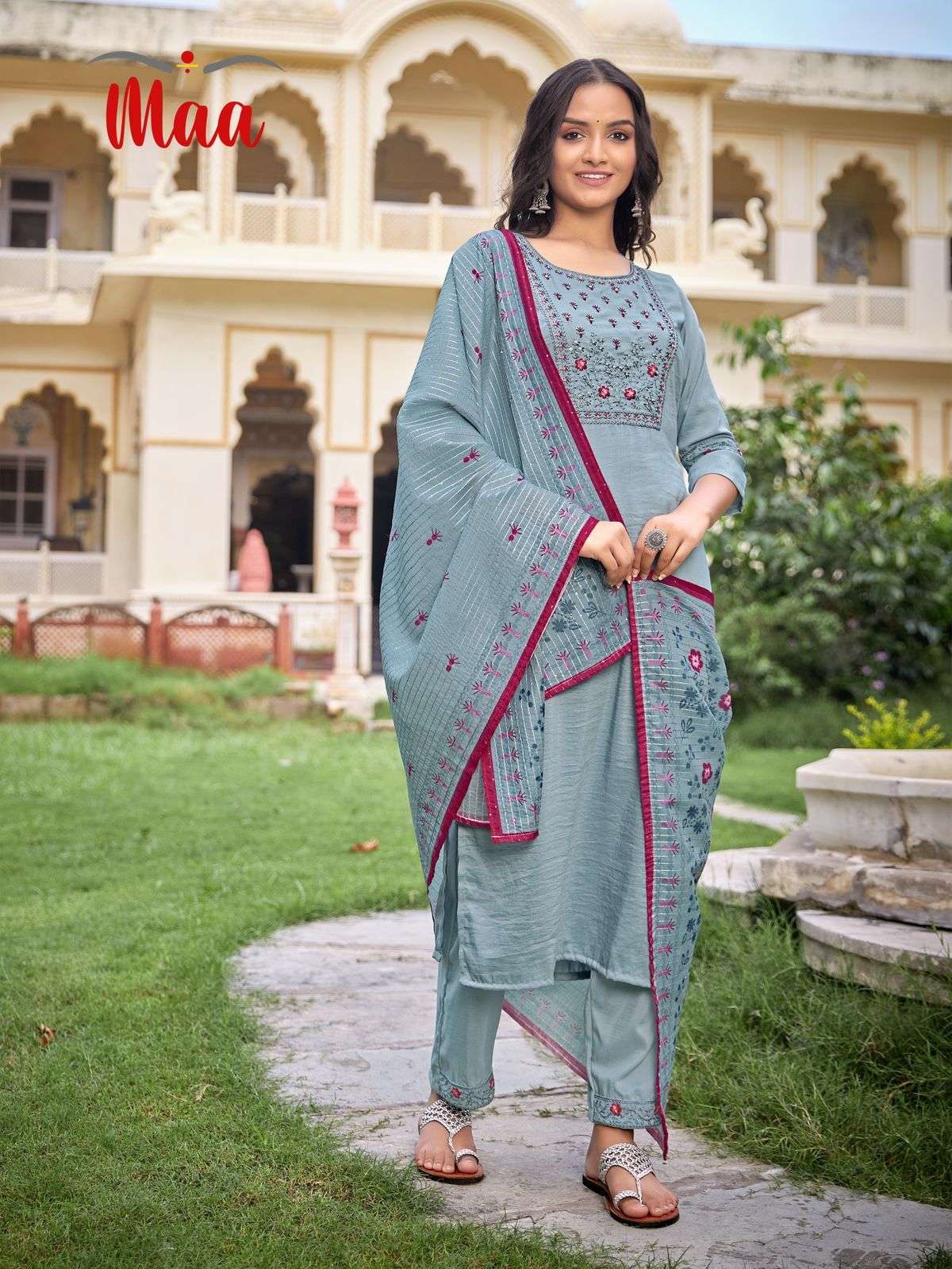 HAZEL BY MAA CREATION 1001 TO 1004 SERIES DESIGNER SUITS COLLECTION BEAUTIFUL STYLISH COLORFUL FANCY PARTY WEAR & OCCASIONAL WEAR CHINNON SILK DRESSES AT WHOLESALE PRICE