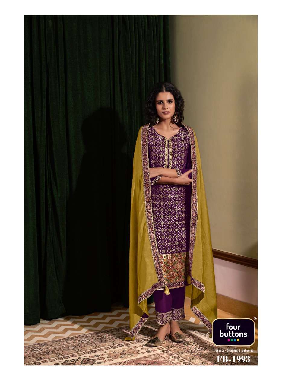 BANARAS VOL-2 BY FOUR BUTTONS 1991 TO 1996 SERIES BEAUTIFUL SUITS COLORFUL STYLISH FANCY CASUAL WEAR & ETHNIC WEAR PURE DOLA SILK DRESSES AT WHOLESALE PRICE