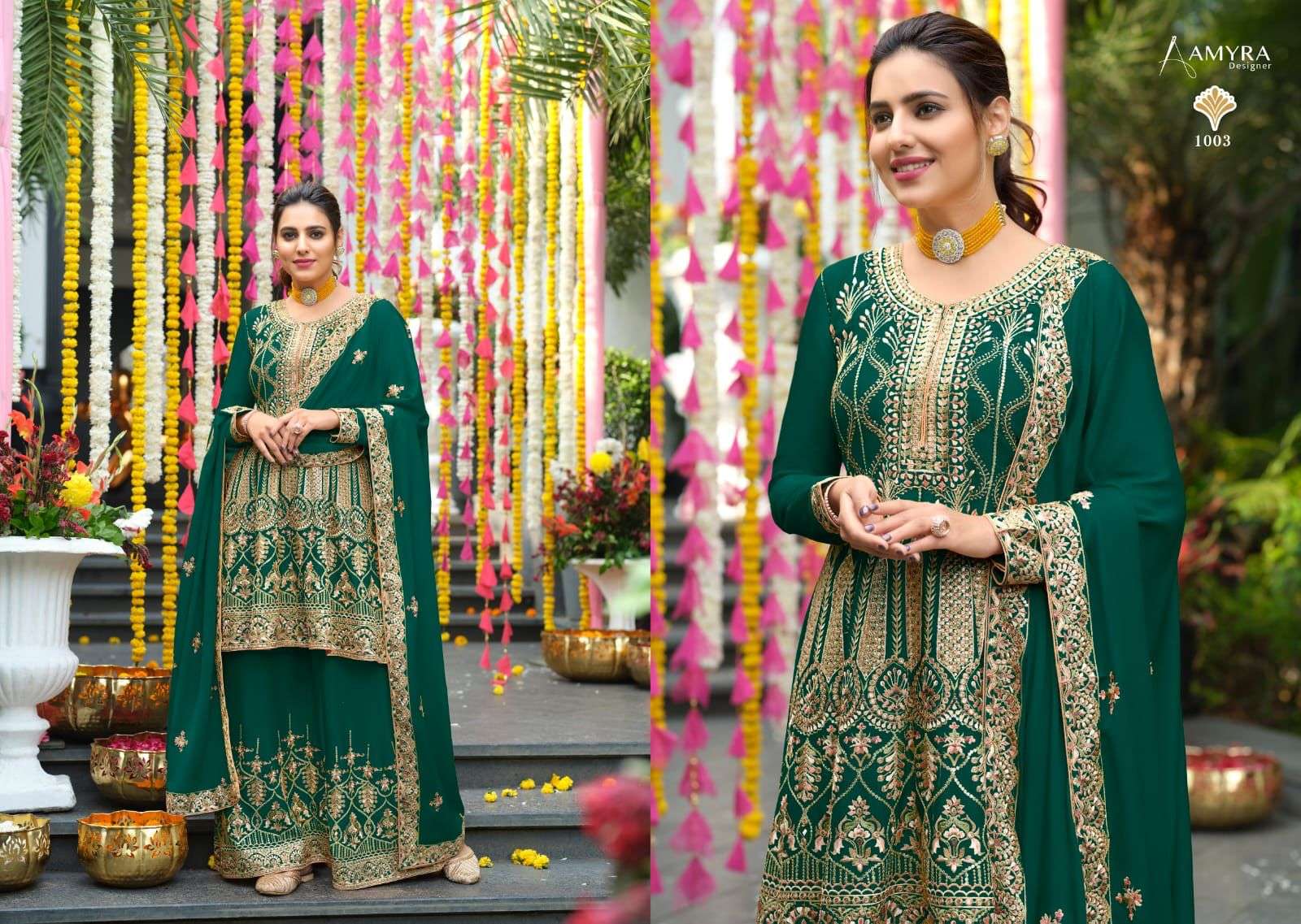 Anamika By Amyra Designer 1001 To 1004 Series Beautiful Sharara Suits Stylish Colorful Fancy Casual Wear & Ethnic Wear Heavy Chinnon Embroidered Dresses At Wholesale Price