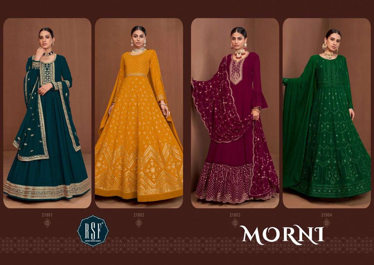 MORNI BY RIDDHI SIDDHI FASHION 21801 TO 21804 SERIES BEAUTIFUL ANARKALI SUITS COLORFUL STYLISH FANCY CASUAL WEAR & ETHNIC WEAR PURE GEORGETTE DRESSES AT WHOLESALE PRICE