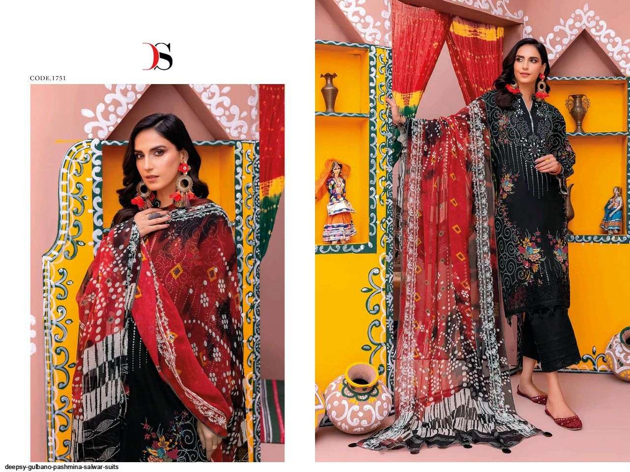 Gulbano Pashmina By Deepsy Suits 1751 To 1757 Series Beautiful Pakistani Suits Colorful Stylish Fancy Casual Wear & Ethnic Wear Pashmina Embroidered Dresses At Wholesale Price