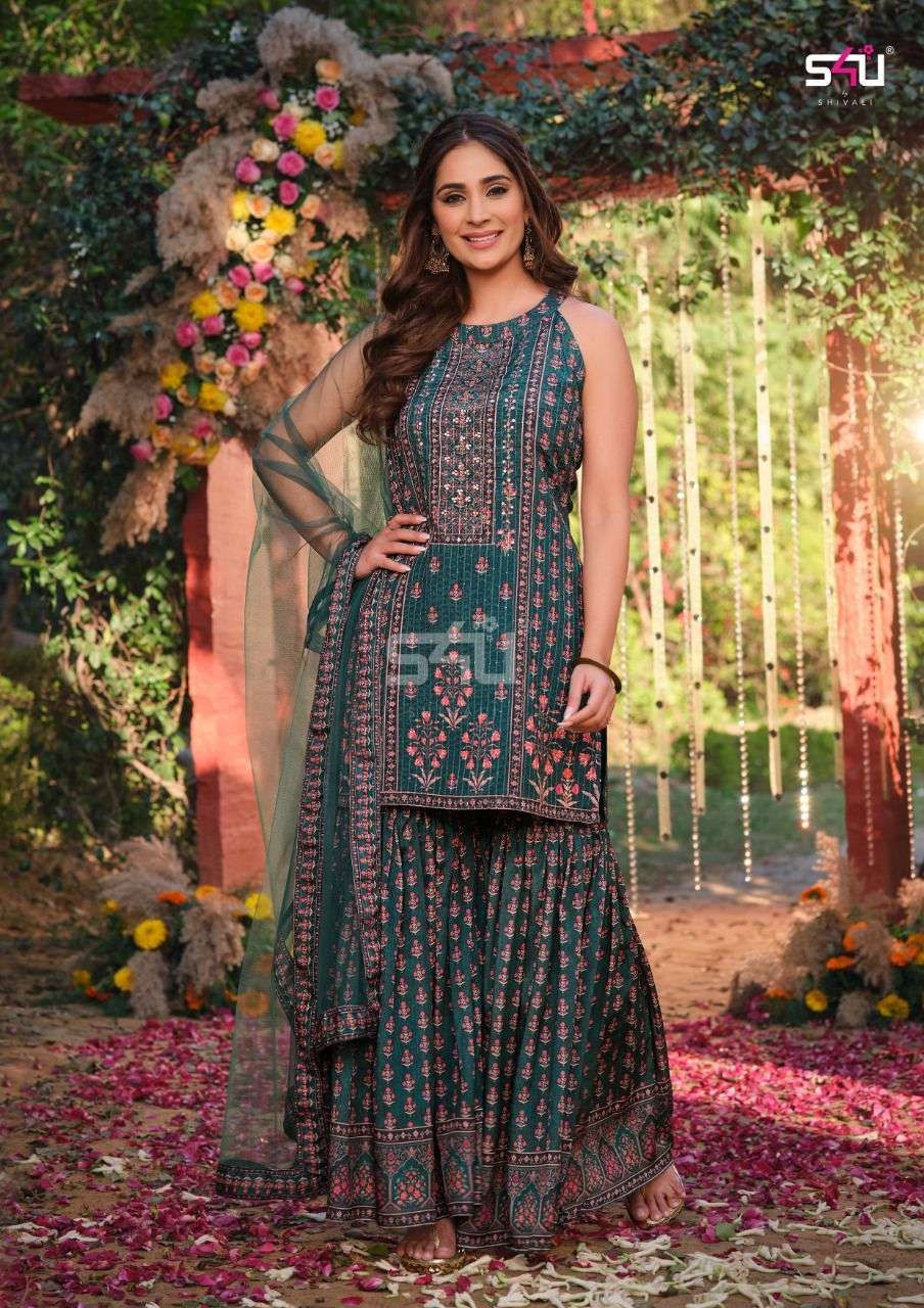 AFREEN BY S4U FASHION 01 TO 06 SERIES DESIGNER SHARARA SUITS COLLECTION BEAUTIFUL STYLISH COLORFUL FANCY PARTY WEAR & OCCASIONAL WEAR CHINNON DRESSES AT WHOLESALE PRICE