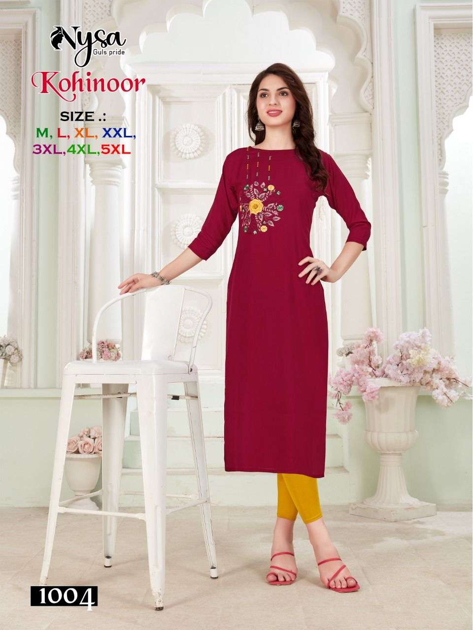 KOHINOOR BY NYSA 1001 TO 1008 SERIES BEAUTIFUL STYLISH FANCY COLORFUL CASUAL WEAR & ETHNIC WEAR RAYON KURTIS AT WHOLESALE PRICE