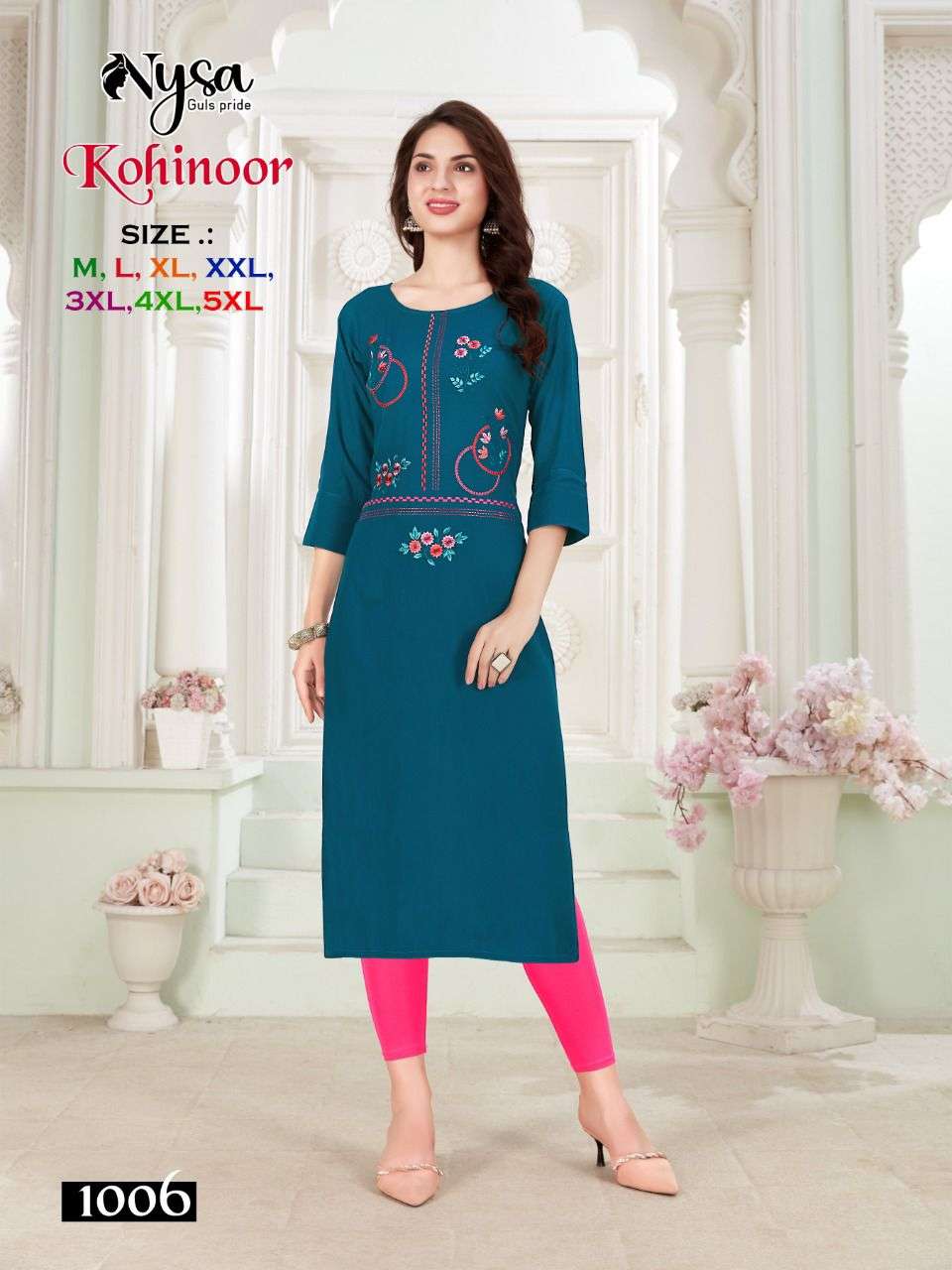 KOHINOOR BY NYSA 1001 TO 1008 SERIES BEAUTIFUL STYLISH FANCY COLORFUL CASUAL WEAR & ETHNIC WEAR RAYON KURTIS AT WHOLESALE PRICE