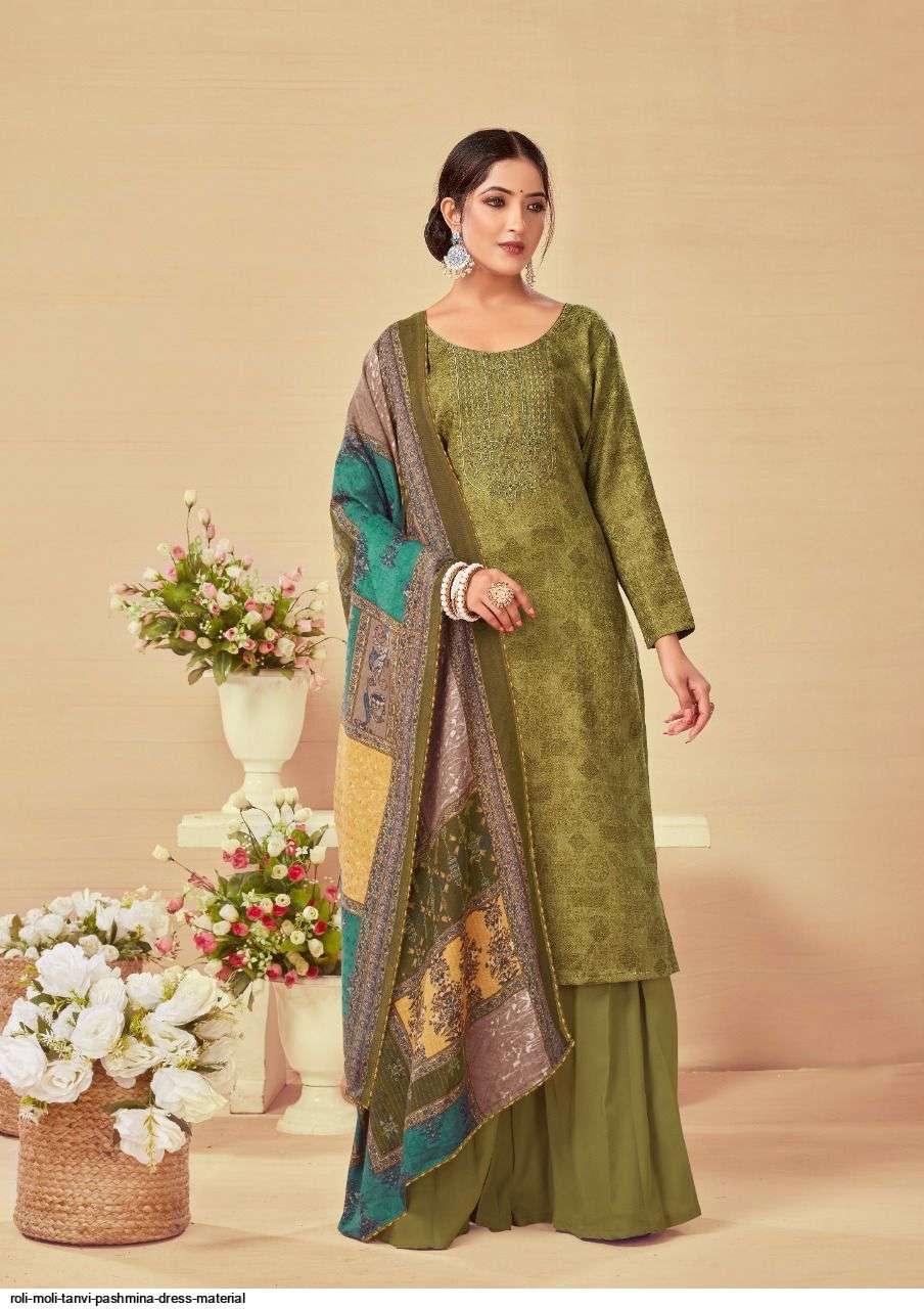 TANVI BY ROLI MOLI 1001 TO 1008 SERIES INDIAN SUITS BEAUTIFUL FANCY COLORFUL STYLISH PARTY WEAR & OCCASIONAL WEAR PASHMINA JACQUARD EMBROIDERY DRESSES AT WHOLESALE PRICE