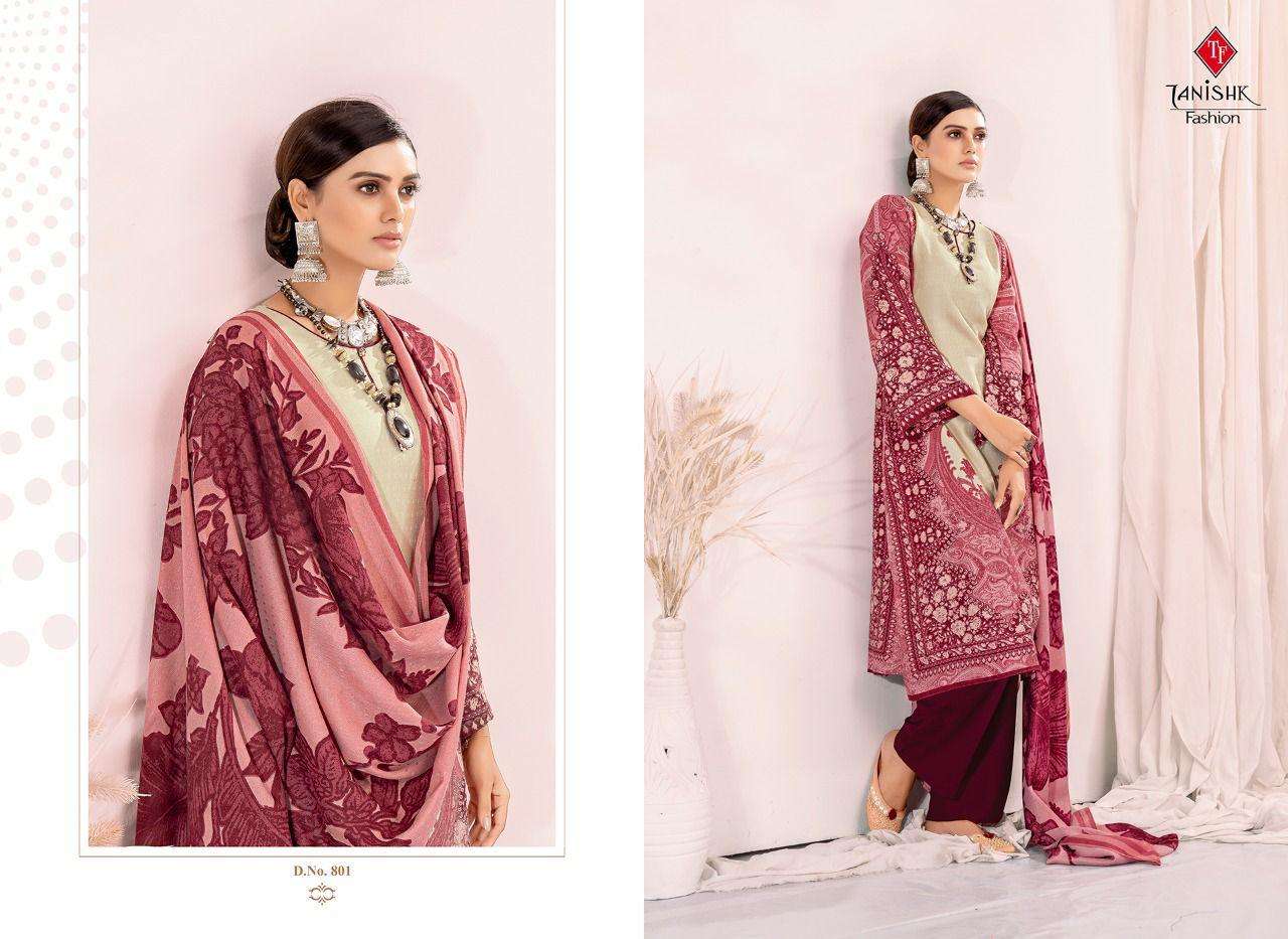 GULBAHAR PASHMINA BY TANISHK FASHION 801 TO 808 SERIES INDIAN SUITS BEAUTIFUL FANCY COLORFUL STYLISH PARTY WEAR & OCCASIONAL WEAR PASHMINA PRINT DRESSES AT WHOLESALE PRICE