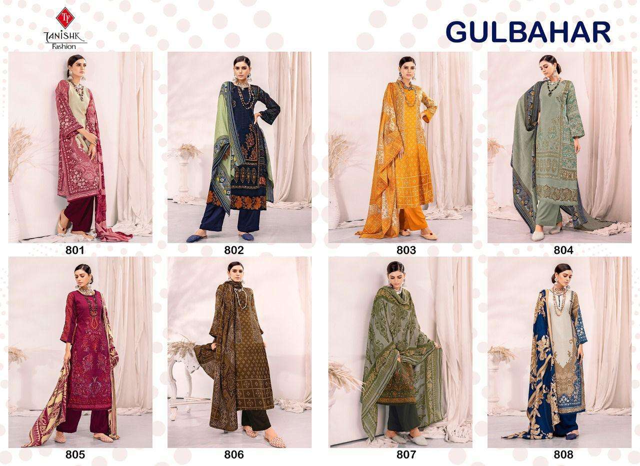 GULBAHAR PASHMINA BY TANISHK FASHION 801 TO 808 SERIES INDIAN SUITS BEAUTIFUL FANCY COLORFUL STYLISH PARTY WEAR & OCCASIONAL WEAR PASHMINA PRINT DRESSES AT WHOLESALE PRICE