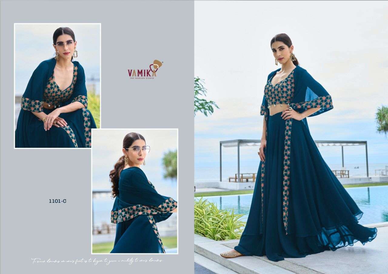 Celebrity By Vamika 1101-A To 1101-D Series Designer Beautiful Navratri Collection Occasional Wear & Party Wear Fancy Lehengas At Wholesale Price